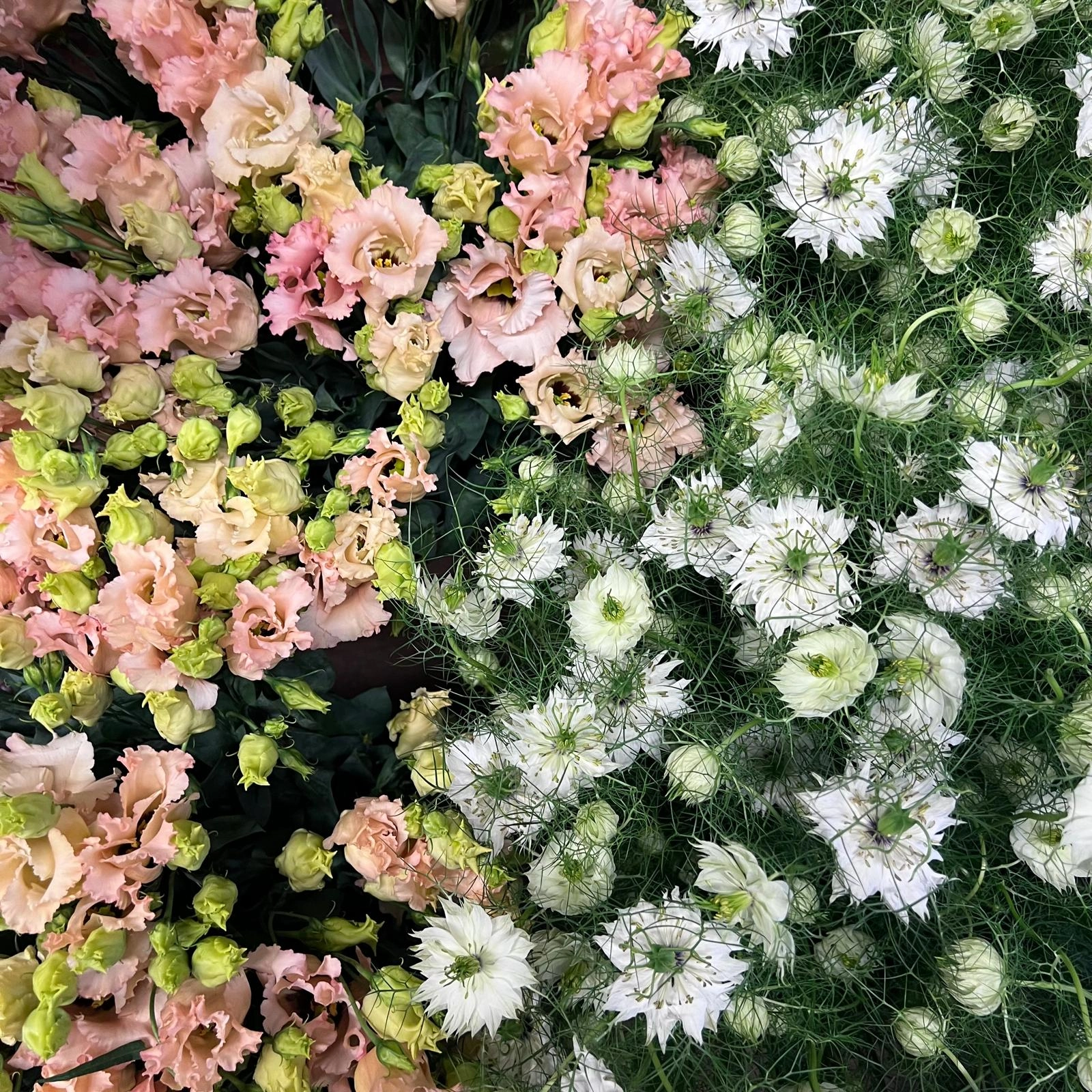 Seasonal flowers arranged in Moo's Flowers' relaxed natural style
